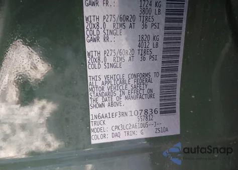 2024 Nissan Titan Sv 4X2 z USA, uszkodzony, nr VIN 1N6AA1EF3RN107836